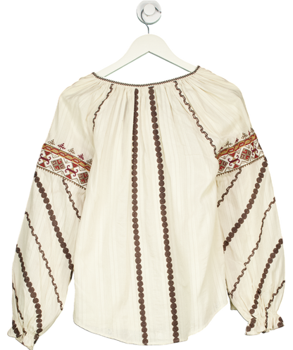 Talitha Cream Eloise Embroidered Blouse UK M