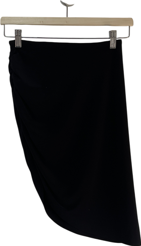 Norma Kamali Black Side Drape Mini Skirt UK S
