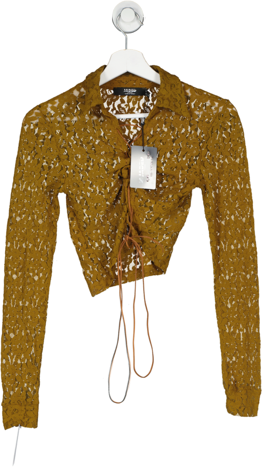 Jaded London Brown Lace Shirt With Suede Cord Extreme Lace Up Detail UK 8