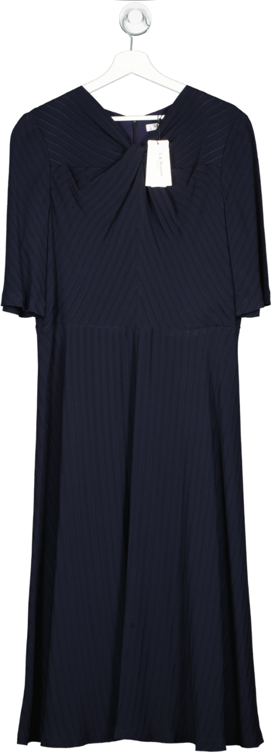 LK Bennett Blue Mariann Navy Twist Neck Midi Dress Bnwt UK 18