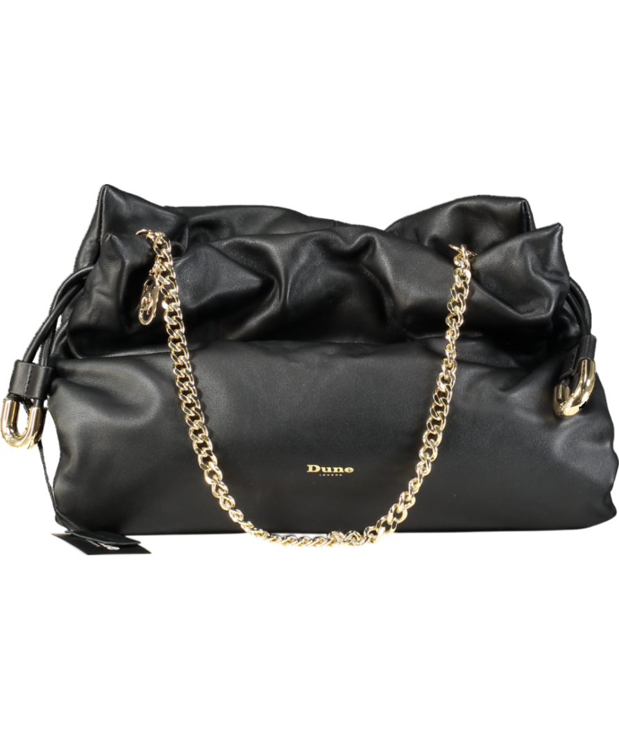 Dune Black Leather Drawstring Bag & Clutch Bag