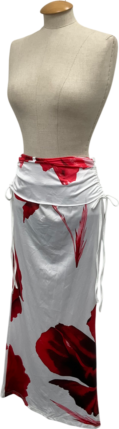 Ego White Flower Print Maxi Skirt UK M