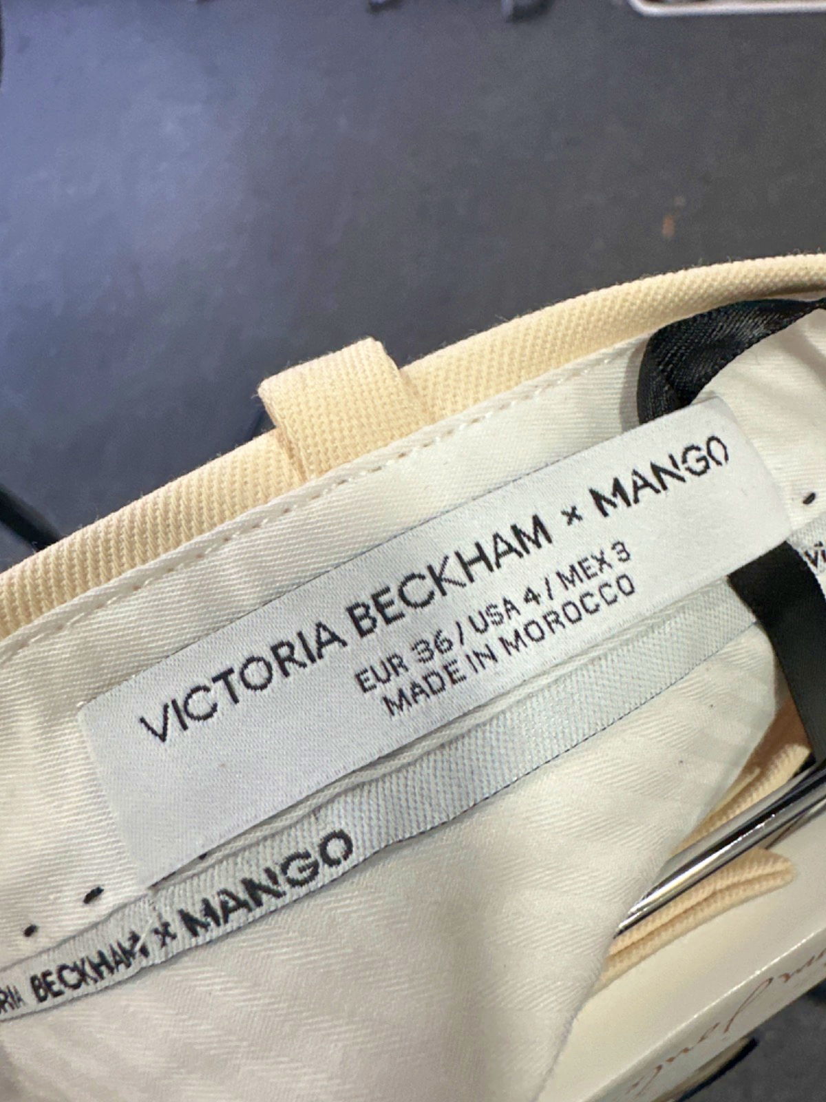 Victoria Beckham x Mango Beige Flared Trousers UK 8