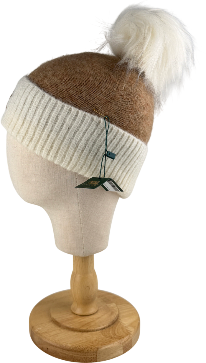 HOLLAND COOPER Cream Logo Chelsea Bobble Hat Camel