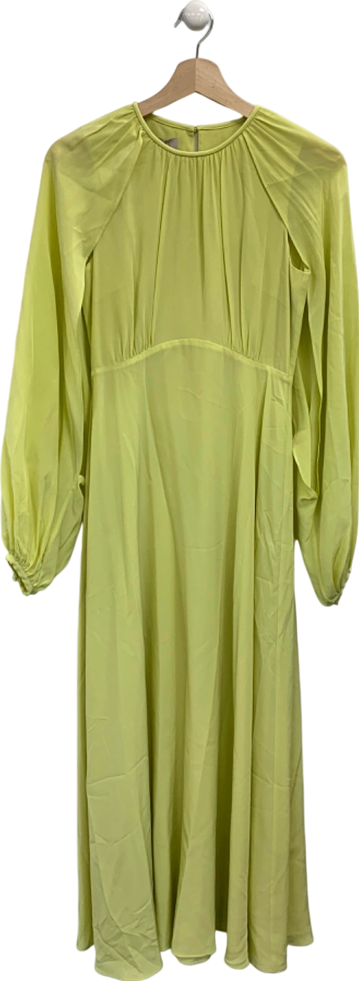 Hobbs Yellow Long Sleeve Silk Dress UK 6
