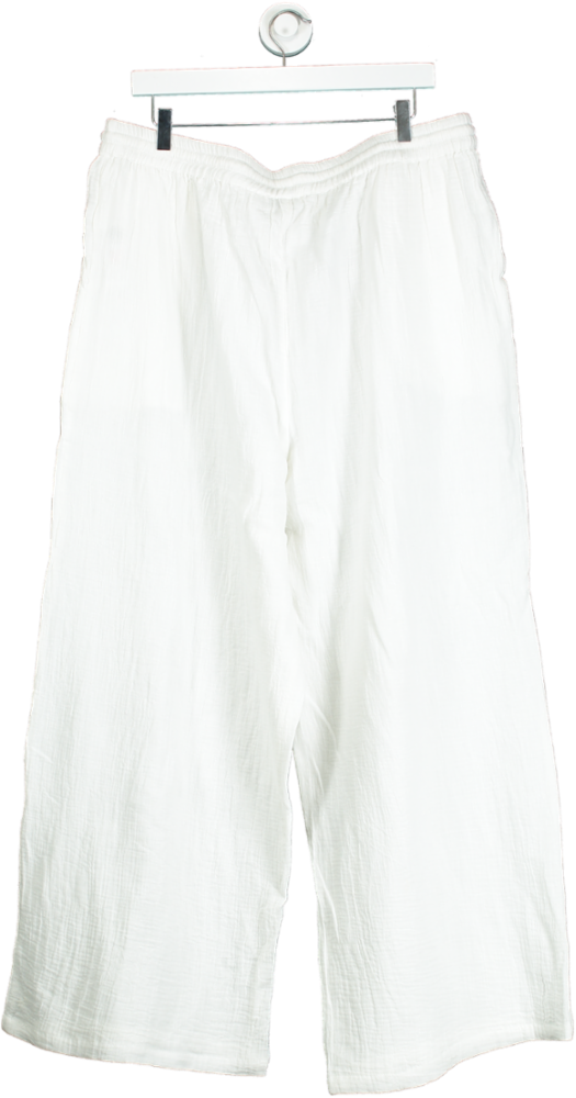 Simply Be. White Cotton Wide-Leg Trousers UK 18