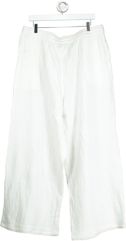 Simply Be. White Cotton Wide-Leg Trousers UK 18