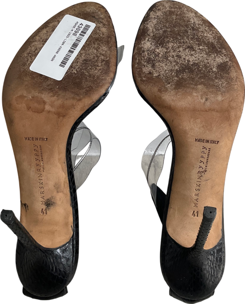 Marskinryypyy Black Pauwau Ankle Strap Heeled Sandals UK 8 EU 41 👠