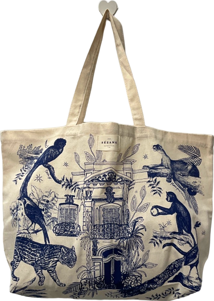 Sézane Beige Illustrated Tote Bag UK One Size
