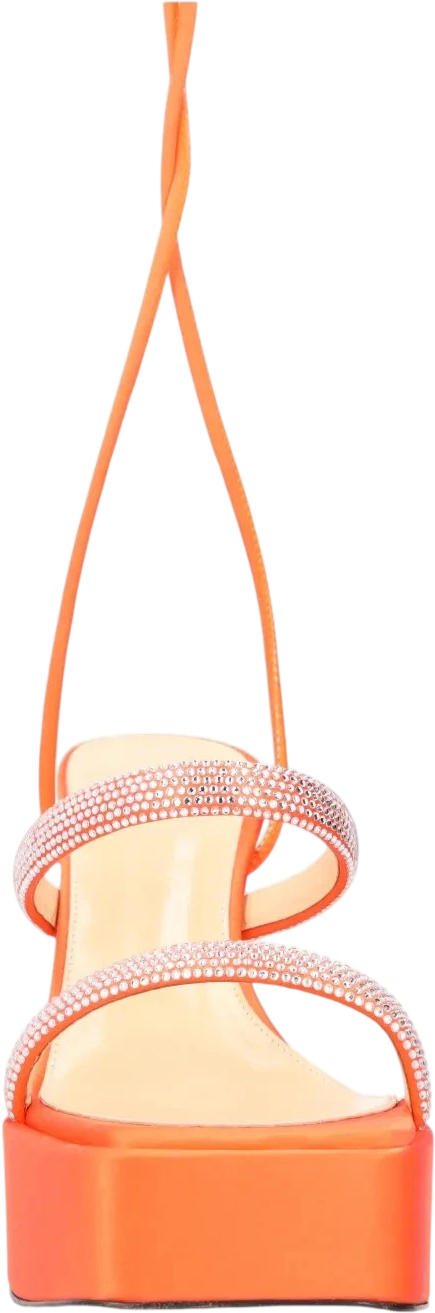 MACH & MACH Sandals - Devon Orange Crystal Embellished Platform Heel UK 6 EU 39