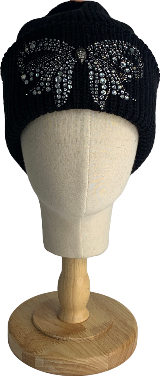 Kurt Geiger Black Belgravia Bow Beanie One Size