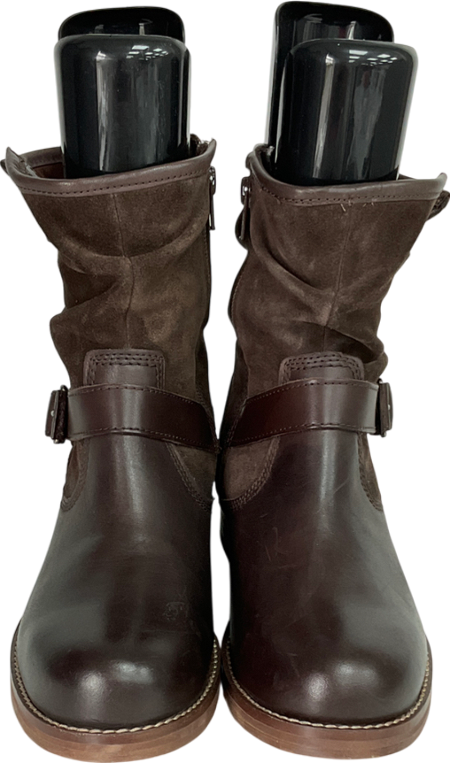 Next Brown Extra Wide Fit Forever Comfort® Leather Slouch Ankle Boots UK 4 EU 37 👠