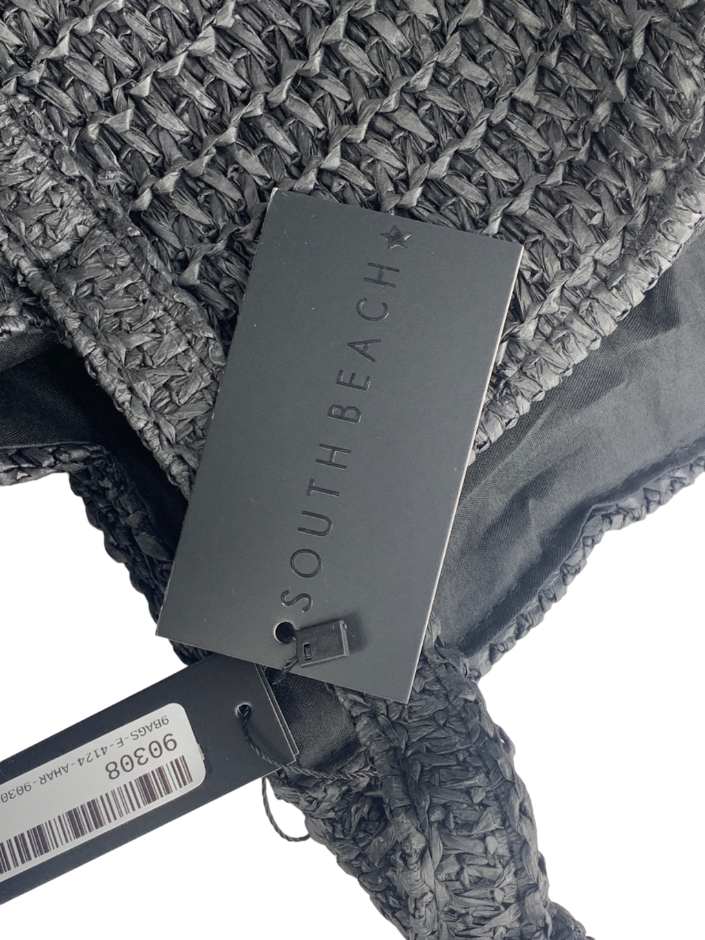 South Beach Black Oversized Woven Shoulder Bag