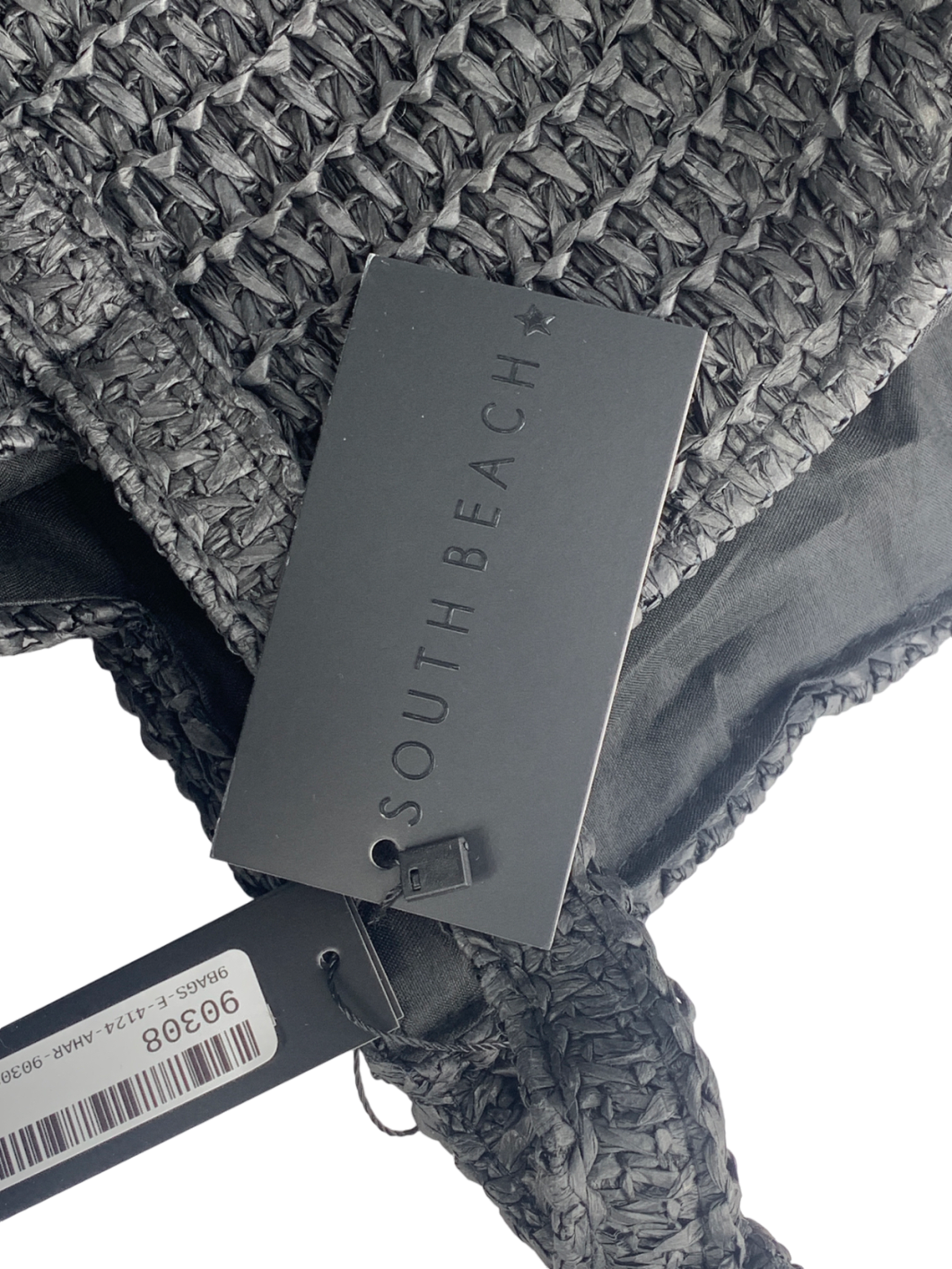 South Beach Black Oversized Woven Shoulder Bag