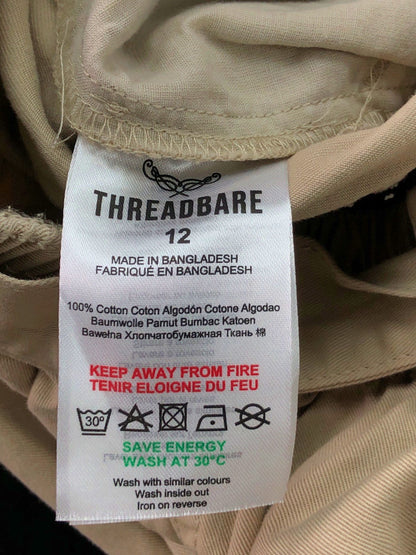 Threadbare Khaki Cargo Trousers UK 12