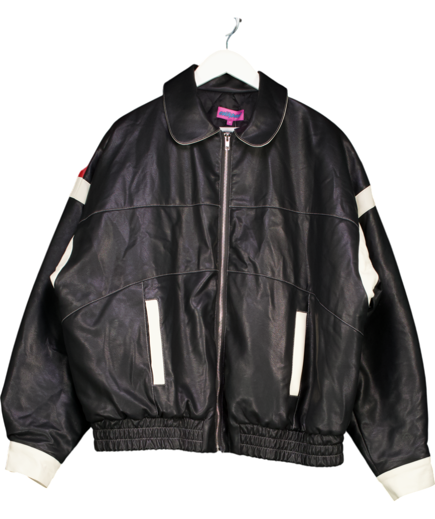 Edikted Black North Star Faux Leather Jacket UK M