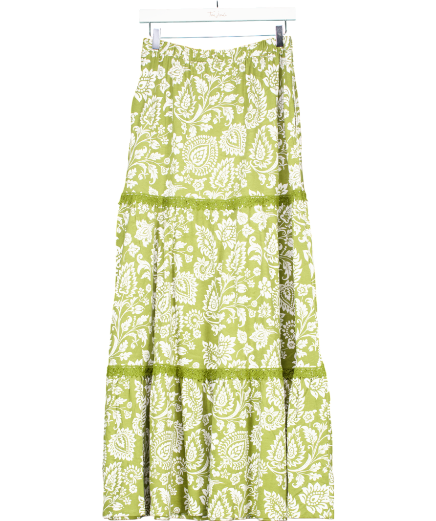 Threadbare Green Aubrie Tiered Maxi Skirt UK 12
