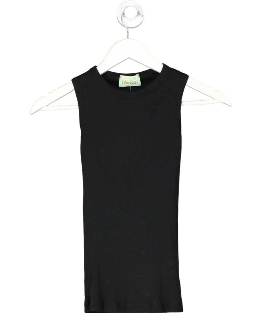 Aries Black Ribbed Tank Top UK XS