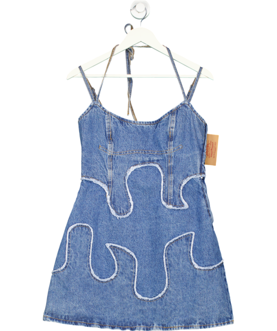 levis Blue Denim Mini Dress 100% Cotton UK L