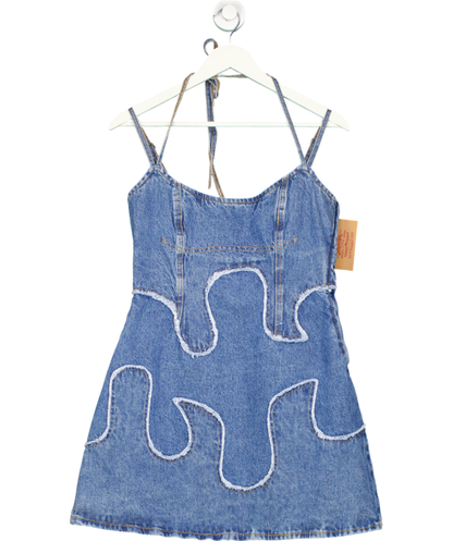 levis Blue Denim Mini Dress 100% Cotton UK L