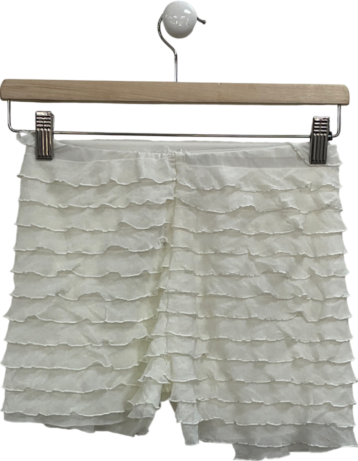 Public Desire Cream Ruffle Detail High Waist Shorts UK 10