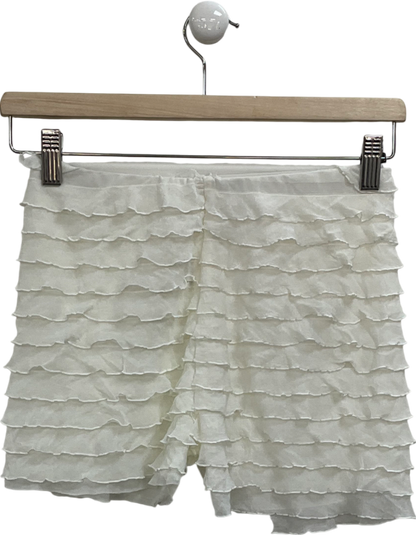 Public Desire Cream Ruffle Detail High Waist Shorts UK 10