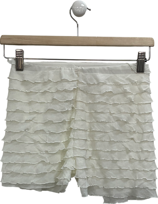 Public Desire Cream Ruffle Detail High Waist Shorts UK 10