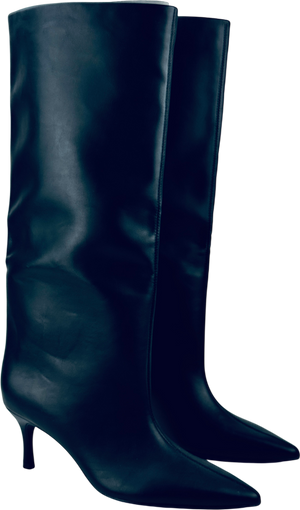 LEFTIES Black Kitten Heel Knee High Boots UK 6 EU 39