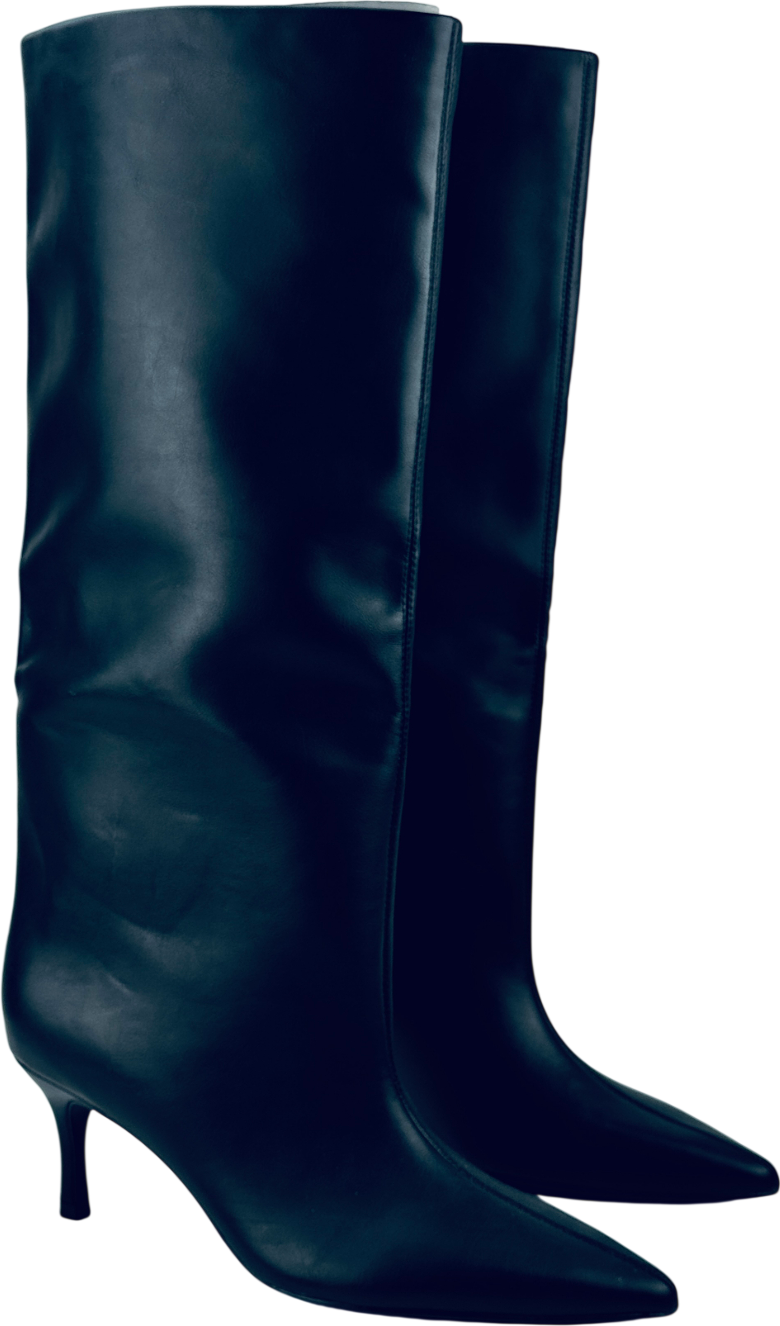 LEFTIES Black Kitten Heel Knee High Boots UK 6 EU 39 👠