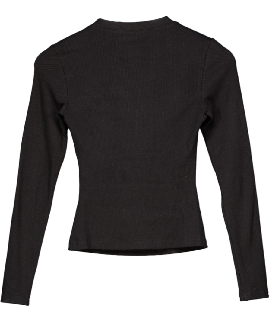 White Fox Black Roll Call Ribbed Long Sleeve Top UK XS