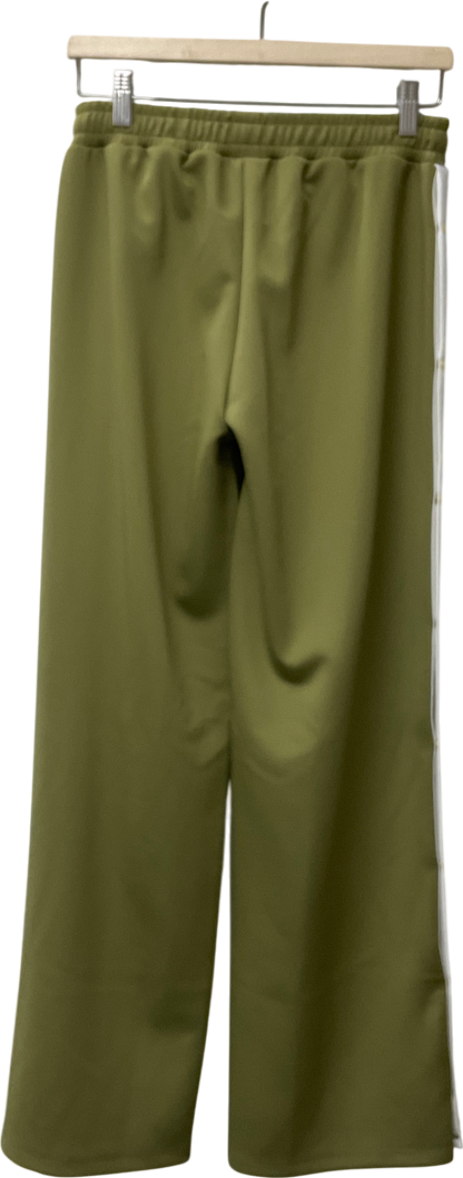 ASOS Green Wide Leg Jogger With Stripe And Poppers In Khaki UK S