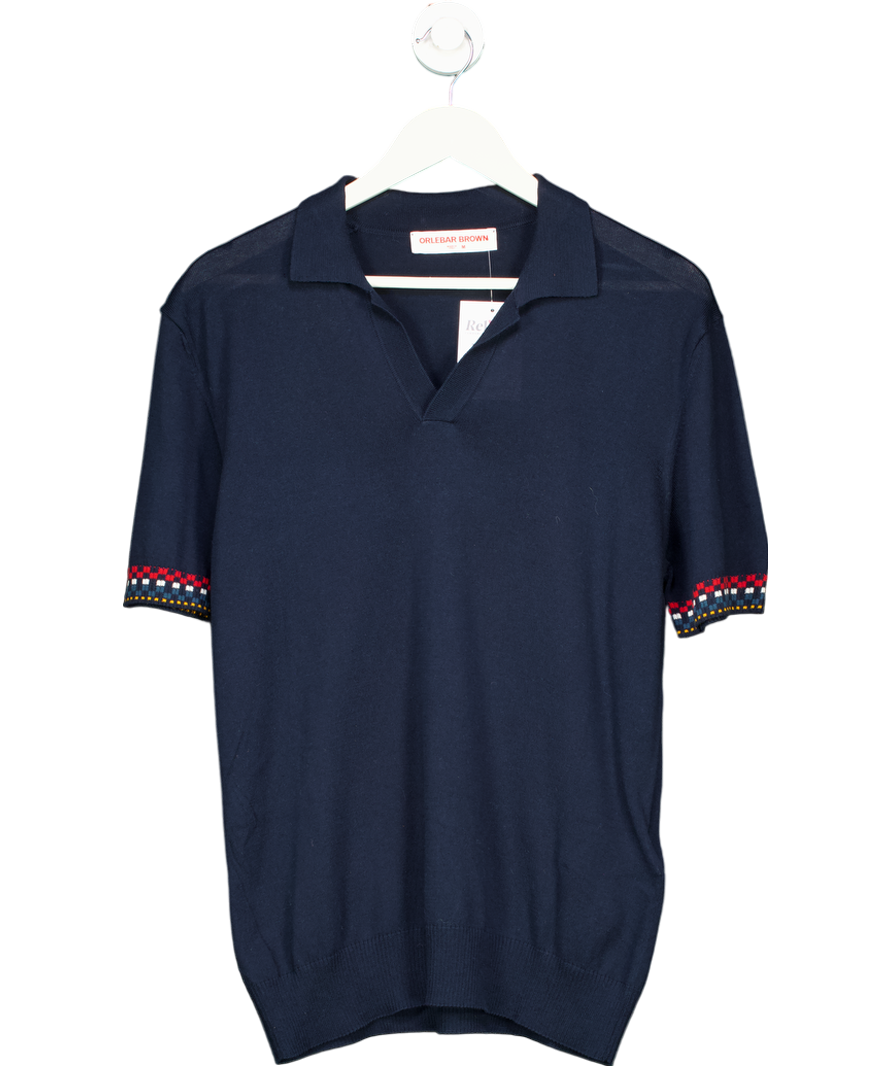 Orlebar Brown Blue Horton Polo Shirt 100% Cotton UK M