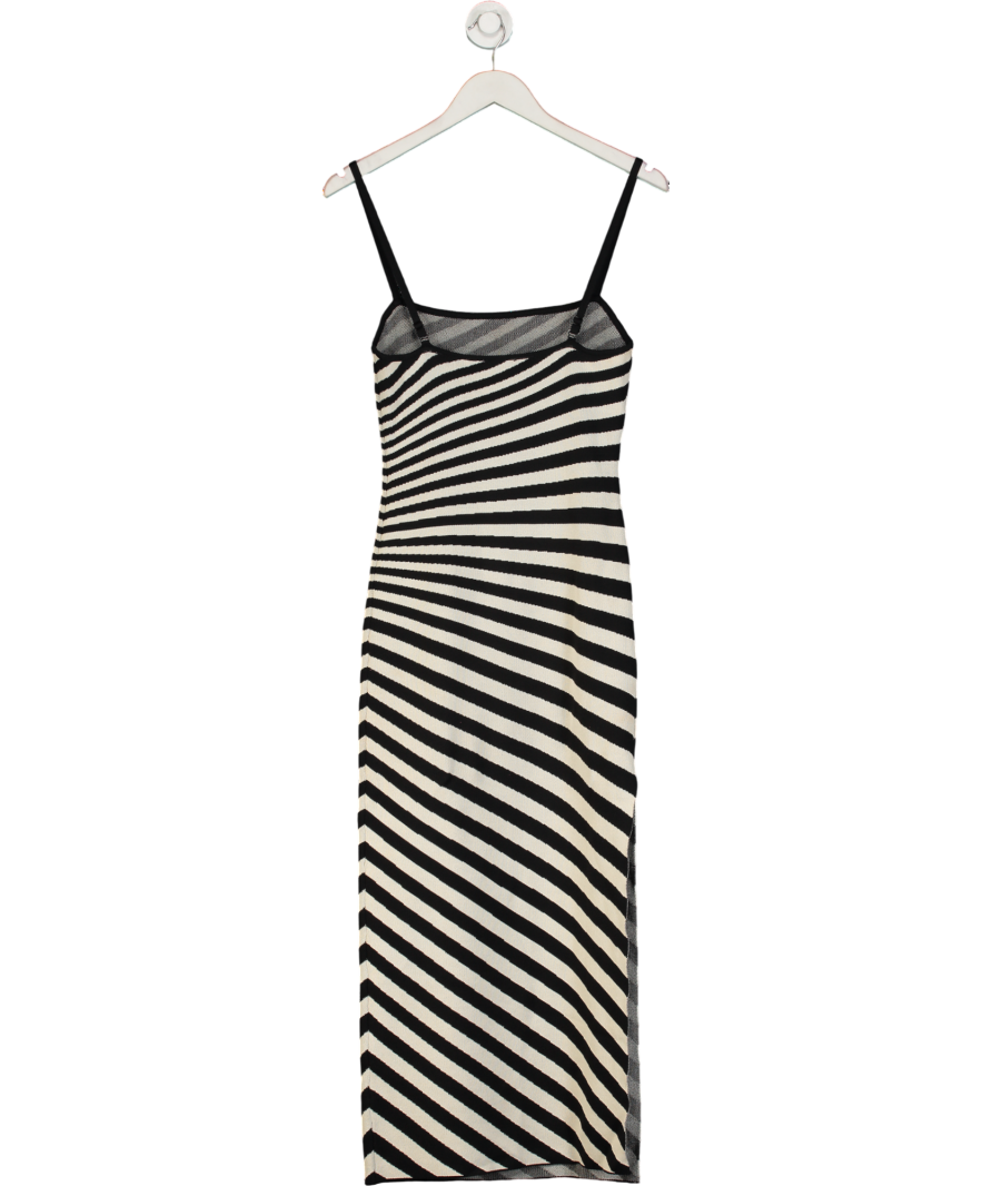 Meshki White Raven Striped Knit Midi Dress UK S