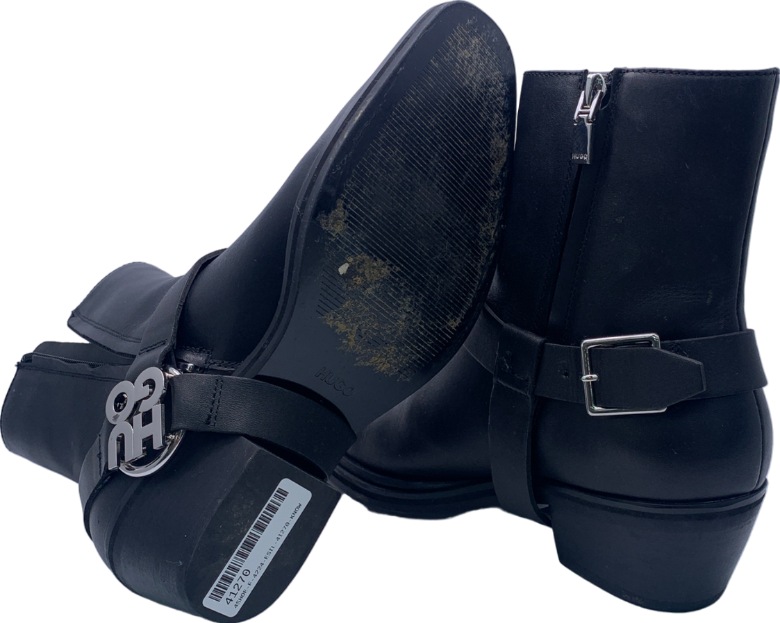 HUGO BOSS Black Leather Zip Chelsea Boot UK 4 EU 37 👠