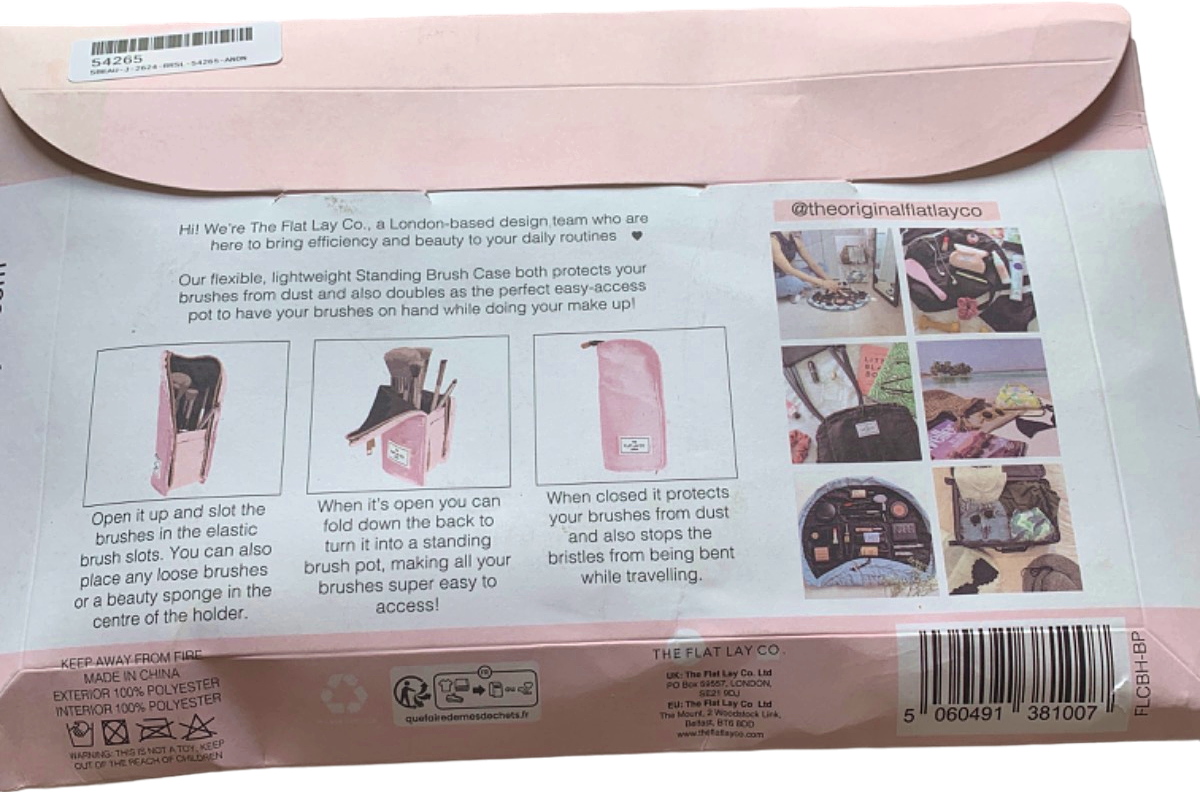 The Flat Lay Company Standing Brush Case & Holder Pink