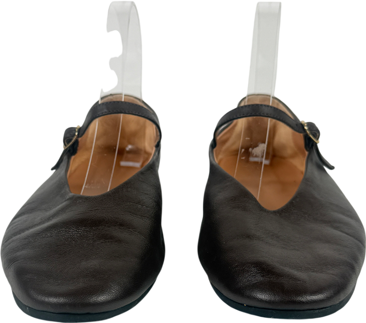 Arket Brown Leather Mary Jane Shoes UK 7 EU 40