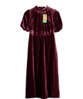 Boden Red High Neck Velvet Dress In Cabernet UK 4