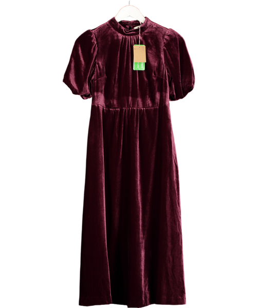 Boden Velvet Smocked Dress Vivienne Velvet Midi Dress-Green Fir