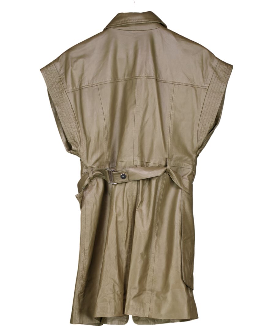 Karen Millen Green Leather Safari Mini Dress UK 10