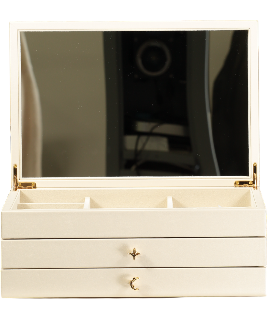 Astrid & Miyu Ltd.Edition Leather Tiered Jewelry Box Cream