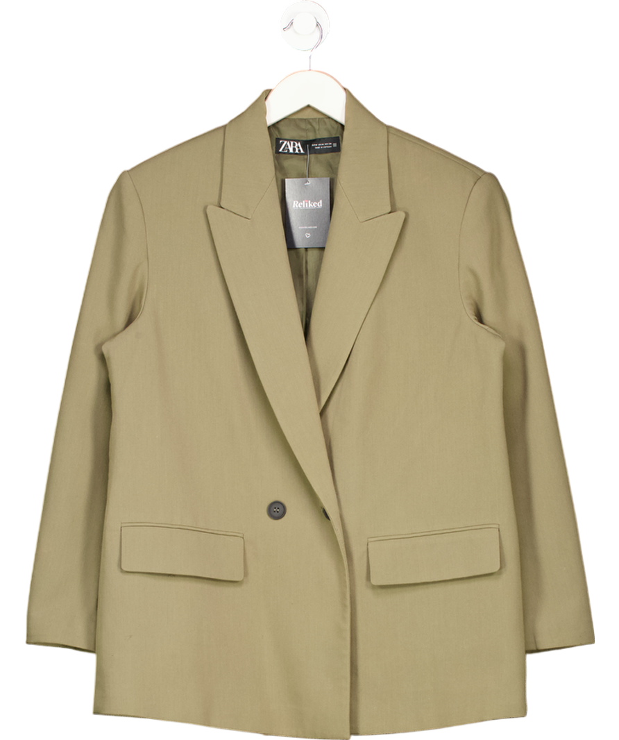ZARA Green Oversize Double-breasted Blazer UK M