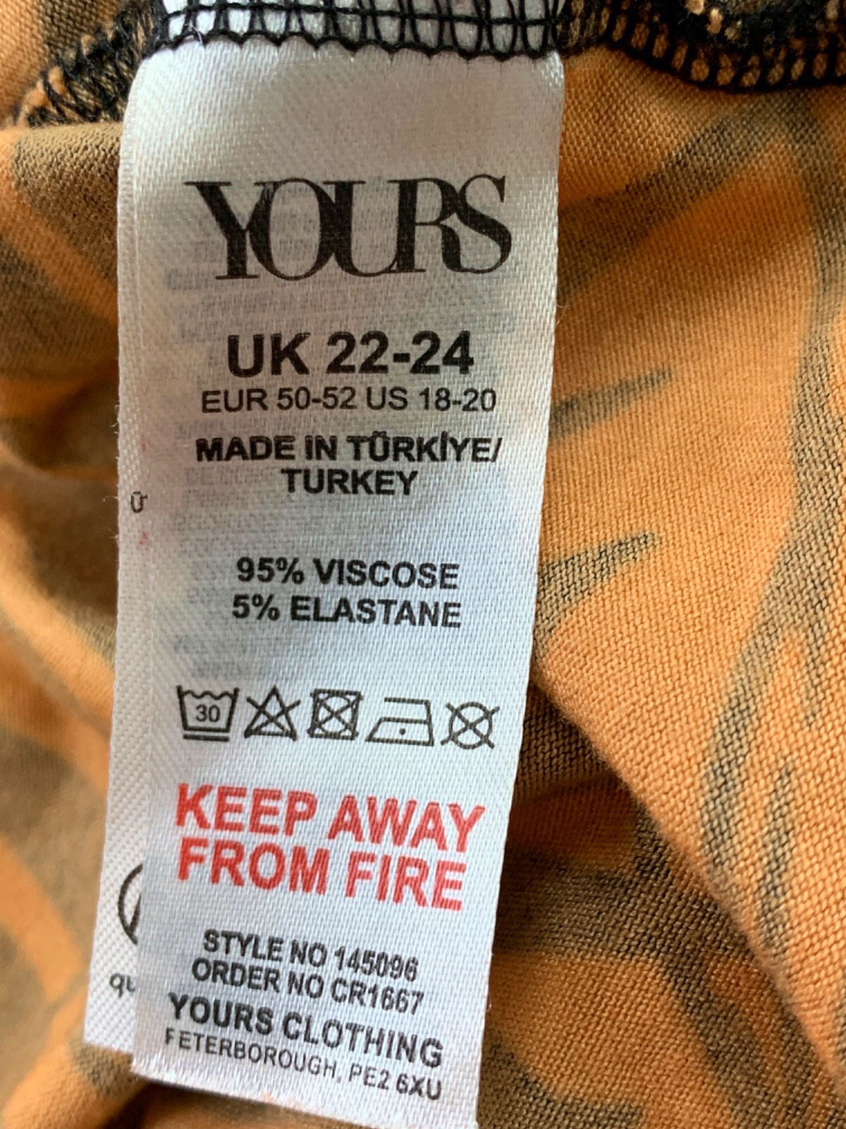 Yours Black/Beige Leaf Print Trousers UK 22-24