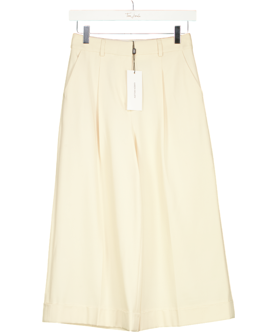 Karen Millen Cream Clean Utility Turn Up Short Trousers UK 6