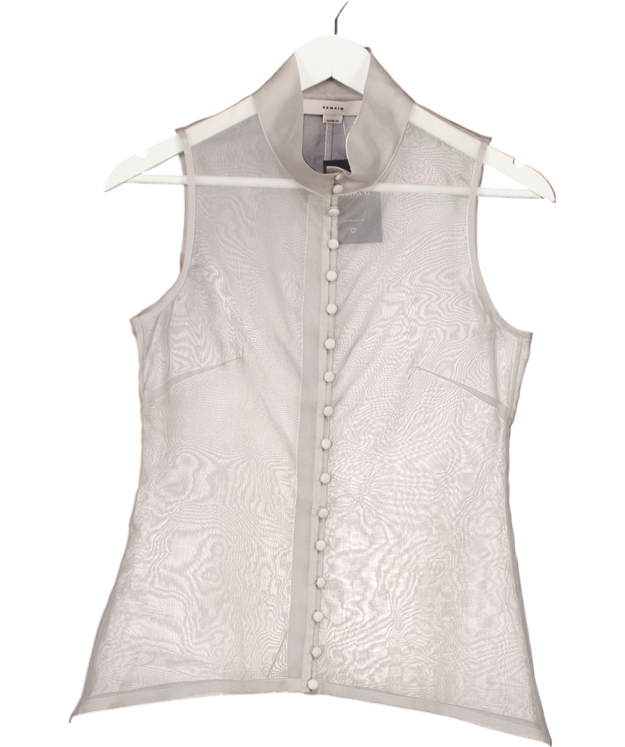 Remain Birger Christensen Grey Organza Sleeveless Blouse UK S