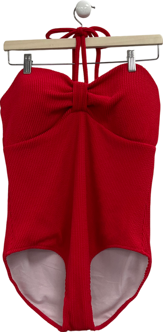 Boden Red Crinkle Texture Seimsuit UK 18