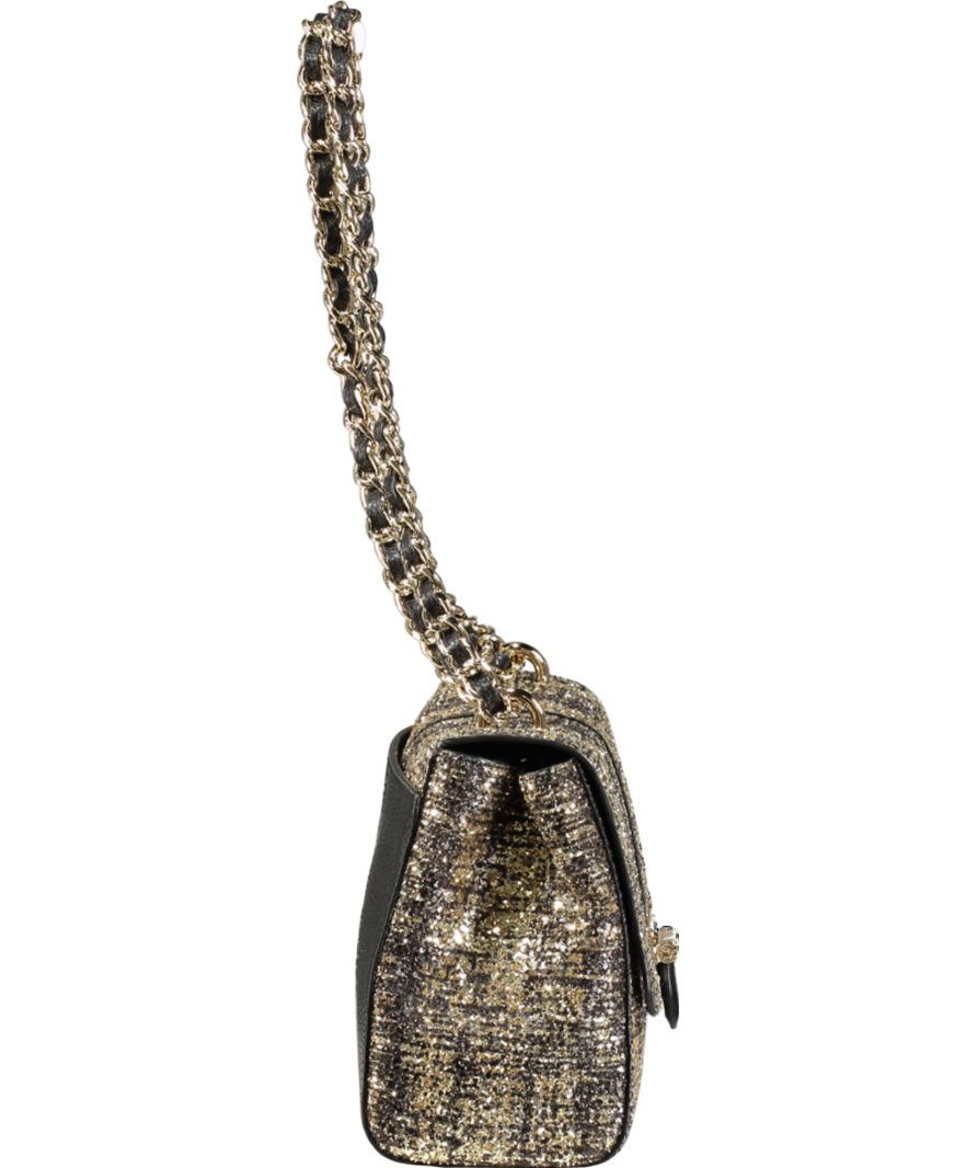 Aspinal Of London Black / Gold Glitter Tweed Large Lottie Bag