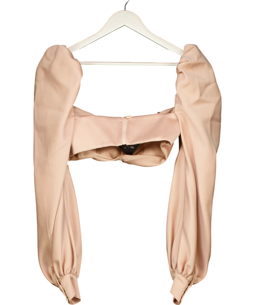 House of CB Pink Jana Blush Satin Puff Sleeve Bralette UK M
