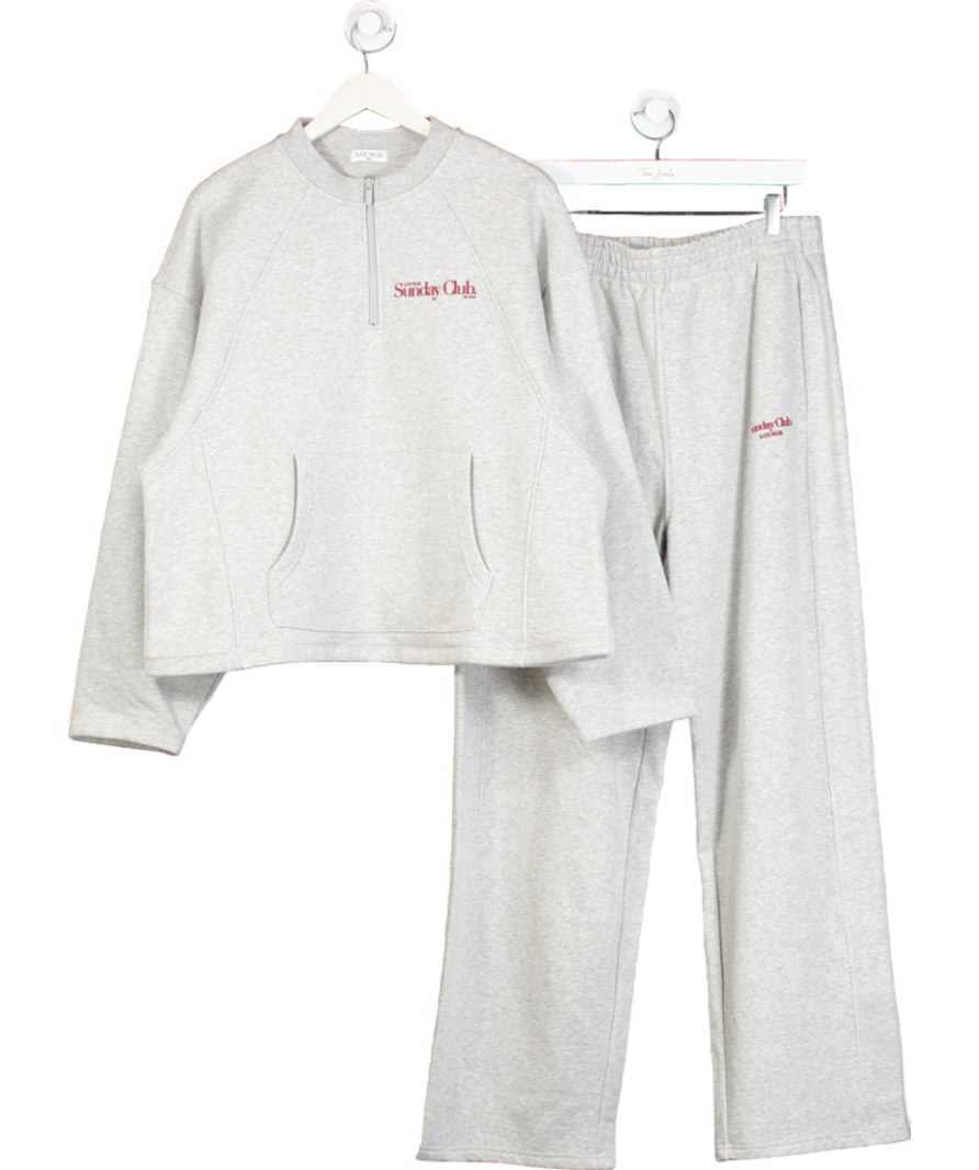 Lounge Underwear Grey Sunday Clubquarter Zip Jumper And Straight Leg Joggers UK XXL