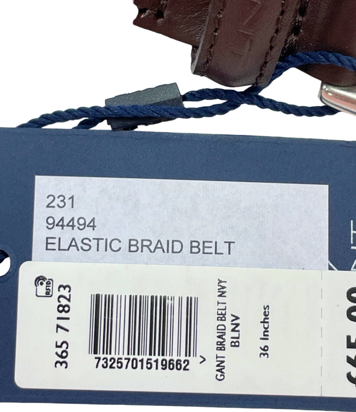 Gant Navy Blue Elastic Braid Belt W36