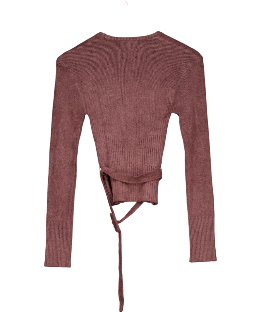 HOUSE OF SUNNY Brown Square Neck Detachable Belt Knitted Top UK 8